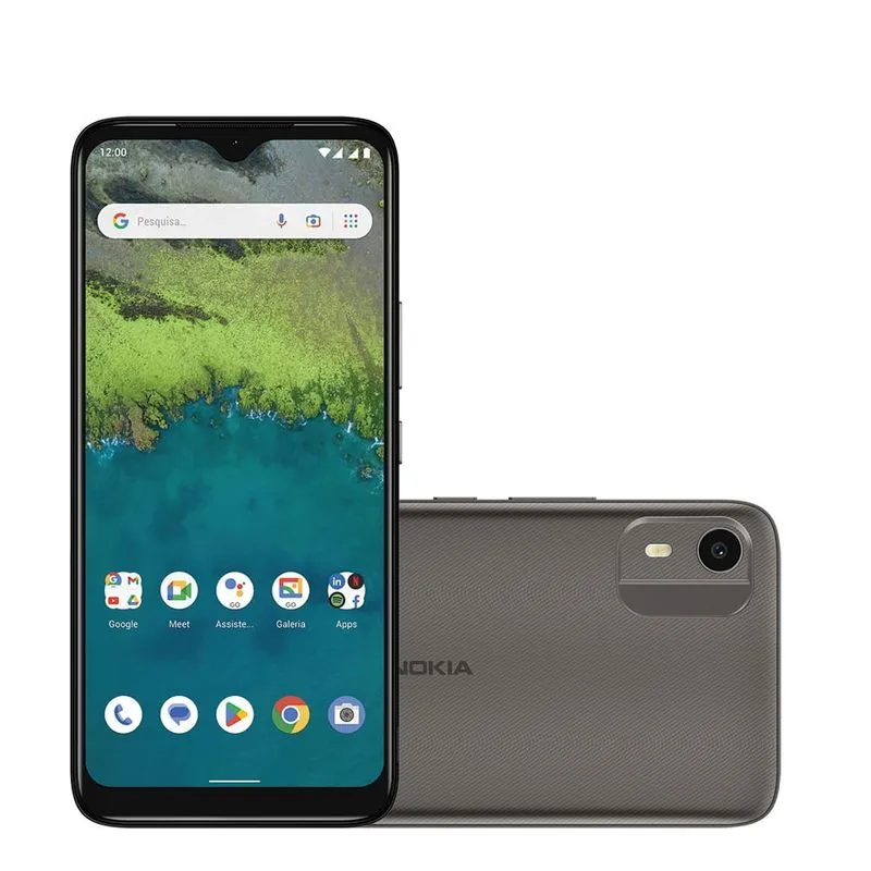 Smartphone Nokia C12 4G 64 GB + Até 4 GB RAM* Tela 6,3" HD+ Câmera com IA Android Desbloqueio Facial - Cinza - NK120 NK120