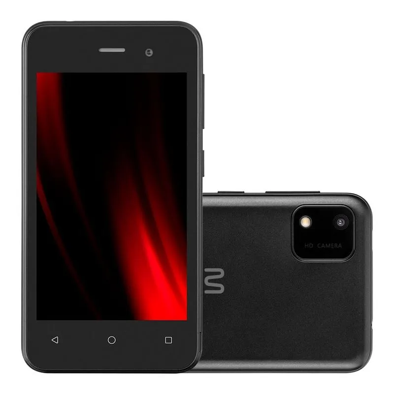Smartphone Multilaser E Lite 2 64 (32+32)GB 3G Wi-Fi Tela 4 pol. Dual Chip 1GB RAM Android 10 (Go edition) Processador Quad Core Preto - P9218 P9218