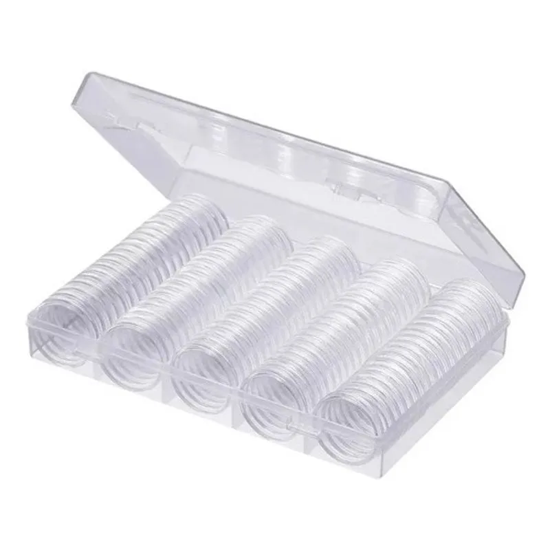 100 Cápsulas De 27mm Para Moeda De 1 Real + Estojo