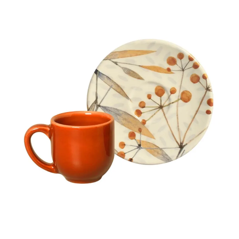 Conjunto com 6 Xícaras de Café com Pires Coup Ikebana 112ml