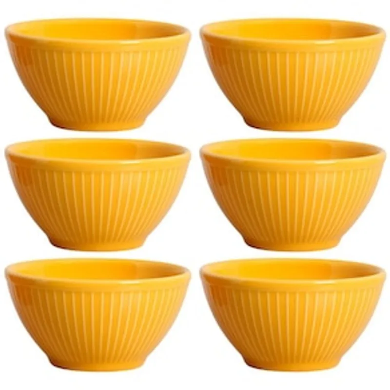 Conjunto de Bowls Porto Brasil Mezcla em Cerâmica Feldspática Mostarda 367ml - 6 Peças