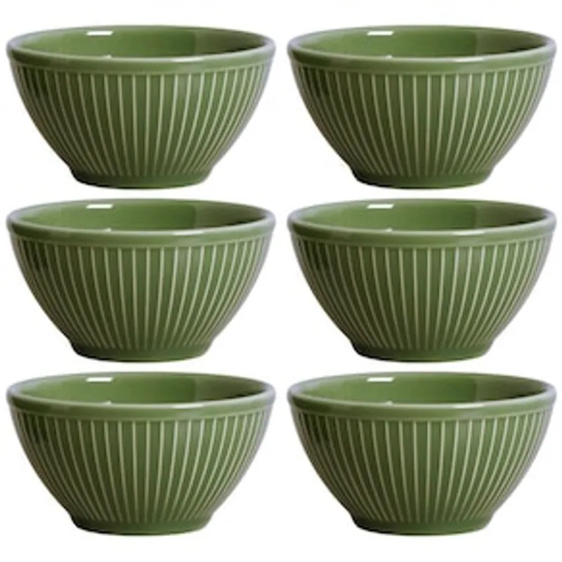 Conjunto de Bowls Porto Brasil Mezcla Sálvia em Cerâmica Feldspática Verde 367ml - 6 Peças
