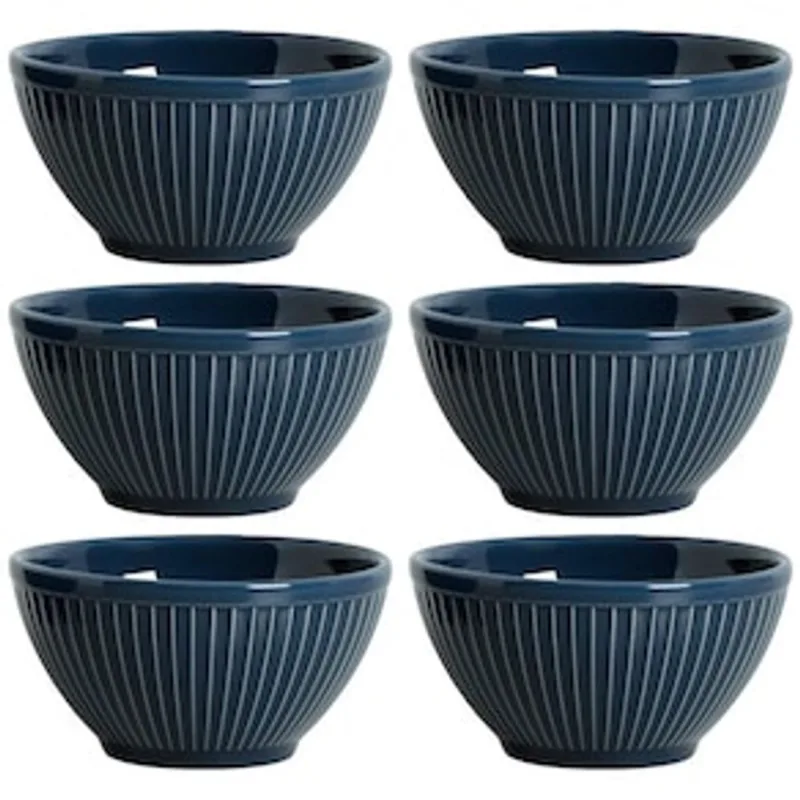 Conjunto de Bowls Porto Brasil Mezcla Deep Blue em Cerâmica Feldspática Azul 367ml - 6 Peças