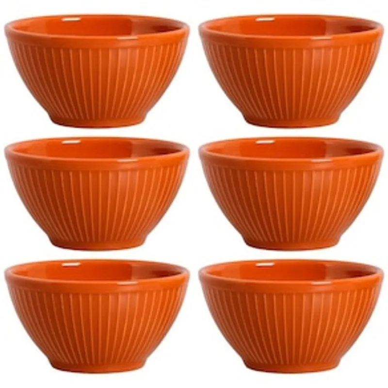 Conjunto de Bowls Porto Brasil Mezcla Cantaloupe em Cerâmica Feldspática Laranja 367ml - 6 Peças