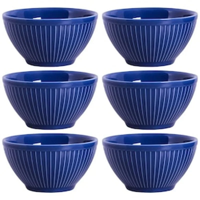 Conjunto de Bowls Porto Brasil Mezcla Navy em Cerâmica Feldspática Azul 367ml - 6 Peças