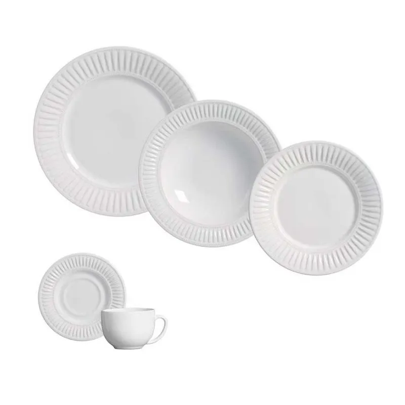 Aparelho de Jantar 30 Peças Porto Brasil Daisy em Cerâmica Feldspática Branco