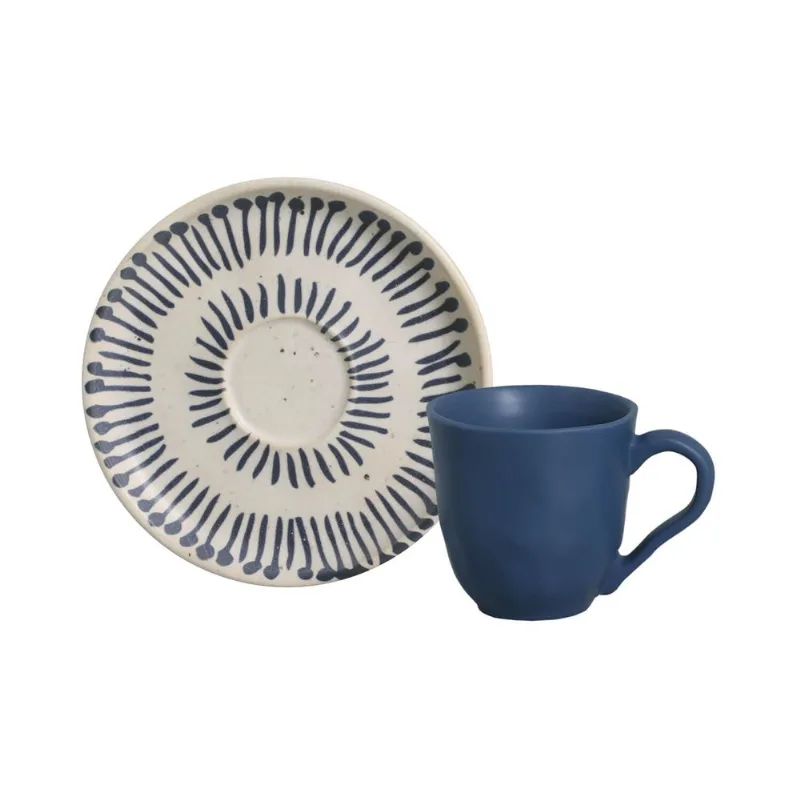 Conjunto com 6 Xícaras de Café com Pires Bio Stoneware Primitiva 120ml
