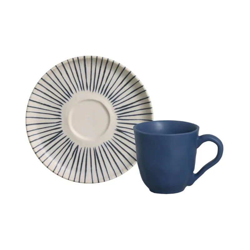 Conjunto com 6 Xícaras de Café com Pires Bio Stoneware Elemento 120ml