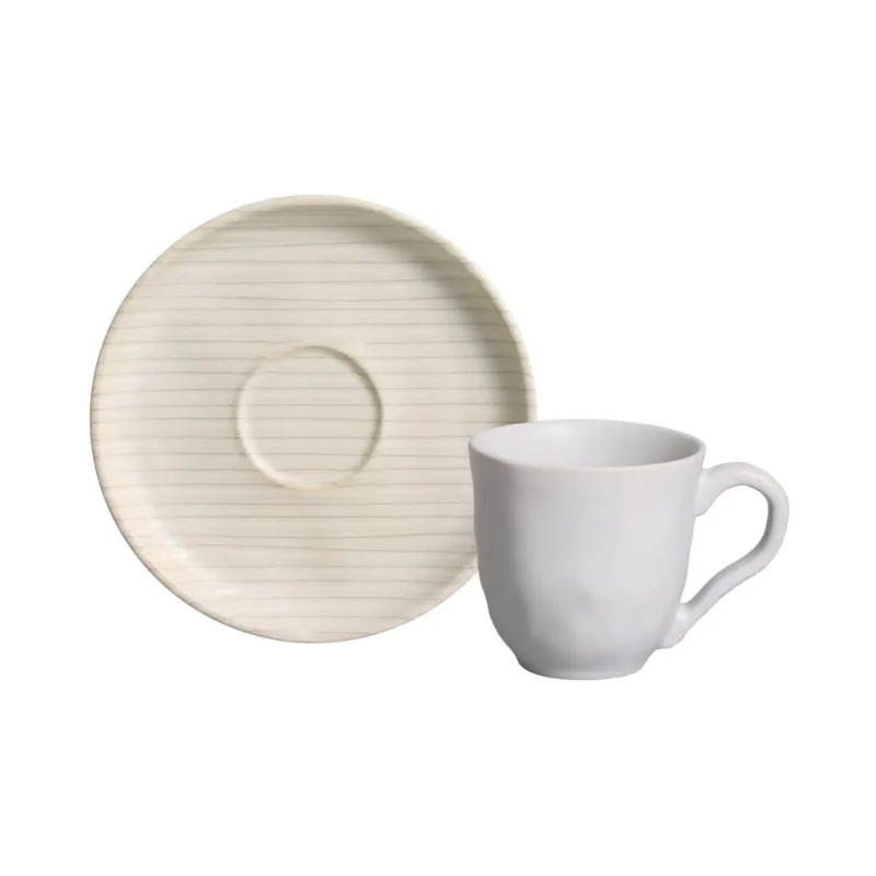 Conjunto com 6 Xícaras de Café com Pires Bio Stoneware Infinita 120ml