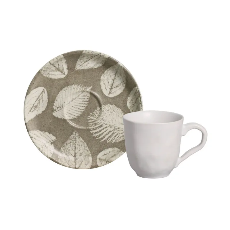 Conjunto com 6 Xícaras de Café com Pires Bio Stoneware Seiva 120ml