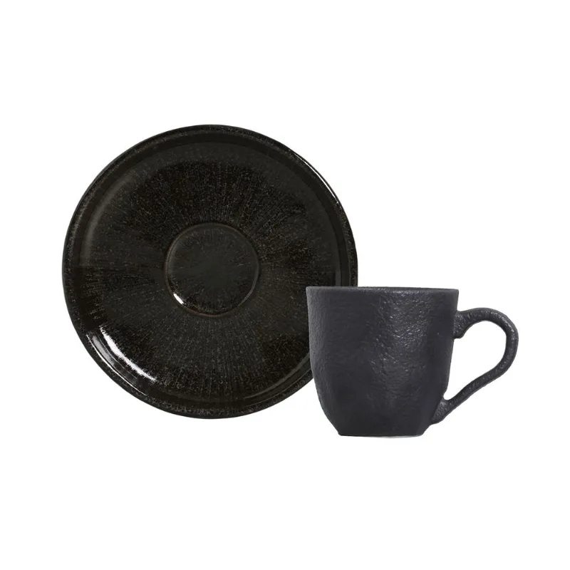 Conjunto com 6 Xícaras de Café com Pires Bio Stoneware Imo 120ml