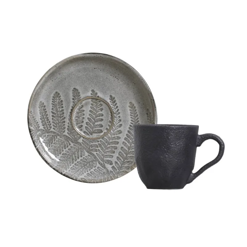 Conjunto com 6 Xícaras de Café com Pires Bio Stoneware Floema 120ml