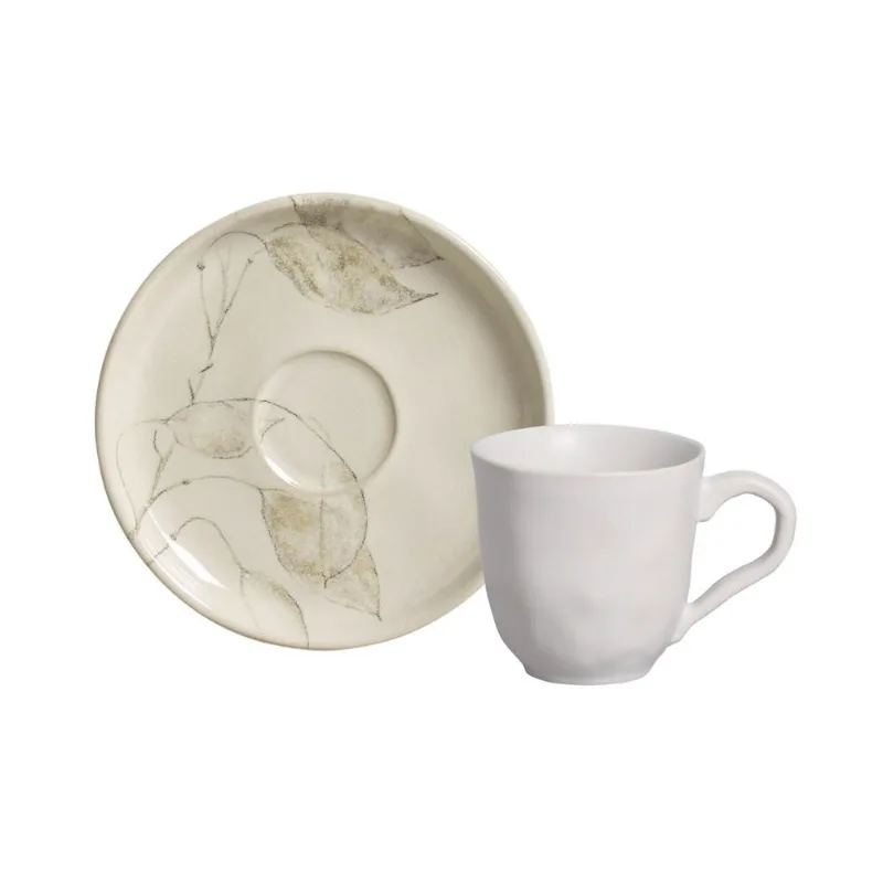 Conjunto com 6 Xícaras de Café com Pires Bio Stoneware Luau 120ml