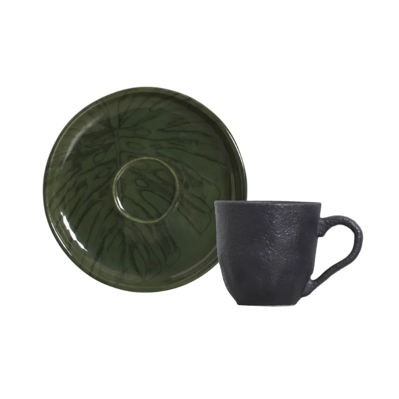 Conjunto com 6 Xícaras de Café com Pires Bio Stoneware Etéreo 120ml