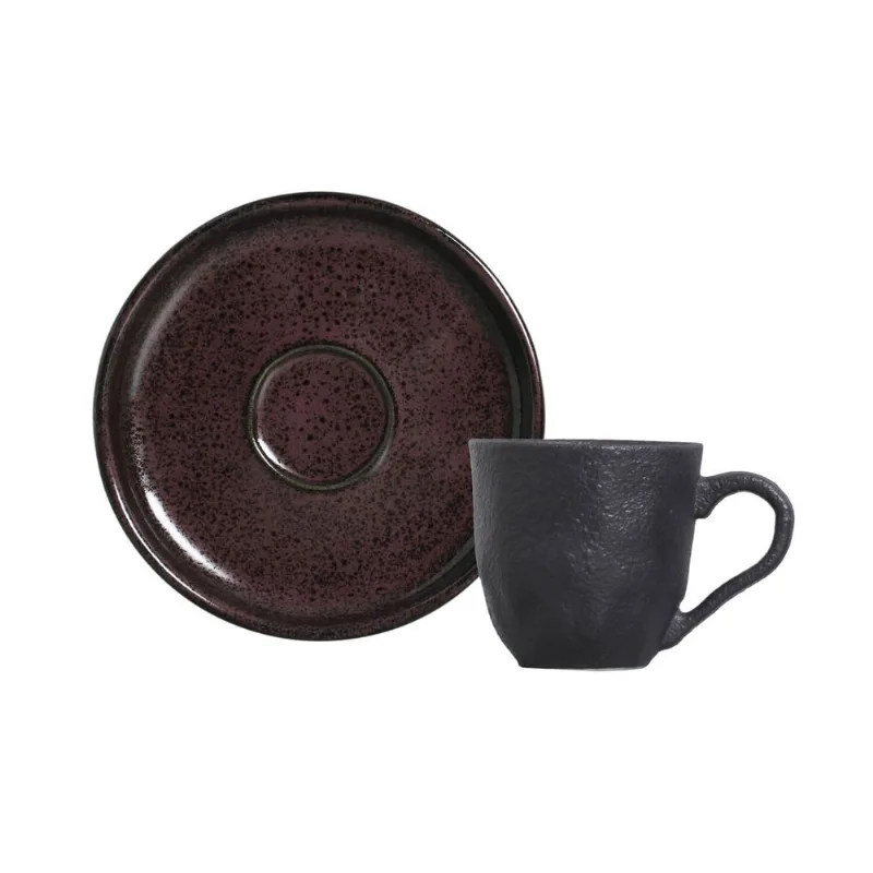 CONJUNTO C/ 6 XÍCARAS DE CAFÉ C/ 6 PIRES BIO STONEWARE GRAPE MATTE 120ml