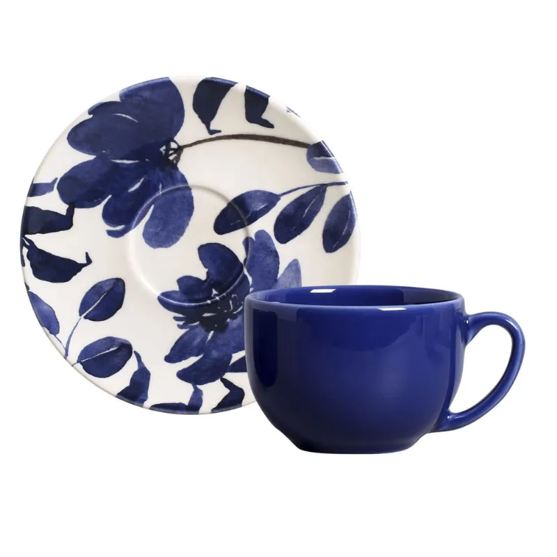 Conjunto com 6 Xícaras de Chá com 6 Pires Coup Cyanotype 260ml
