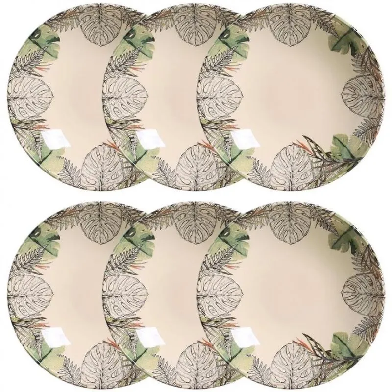 Conjunto de Pratos Fundos Porto Brasil Coupe Exótica 21cm 6 Peças Off White