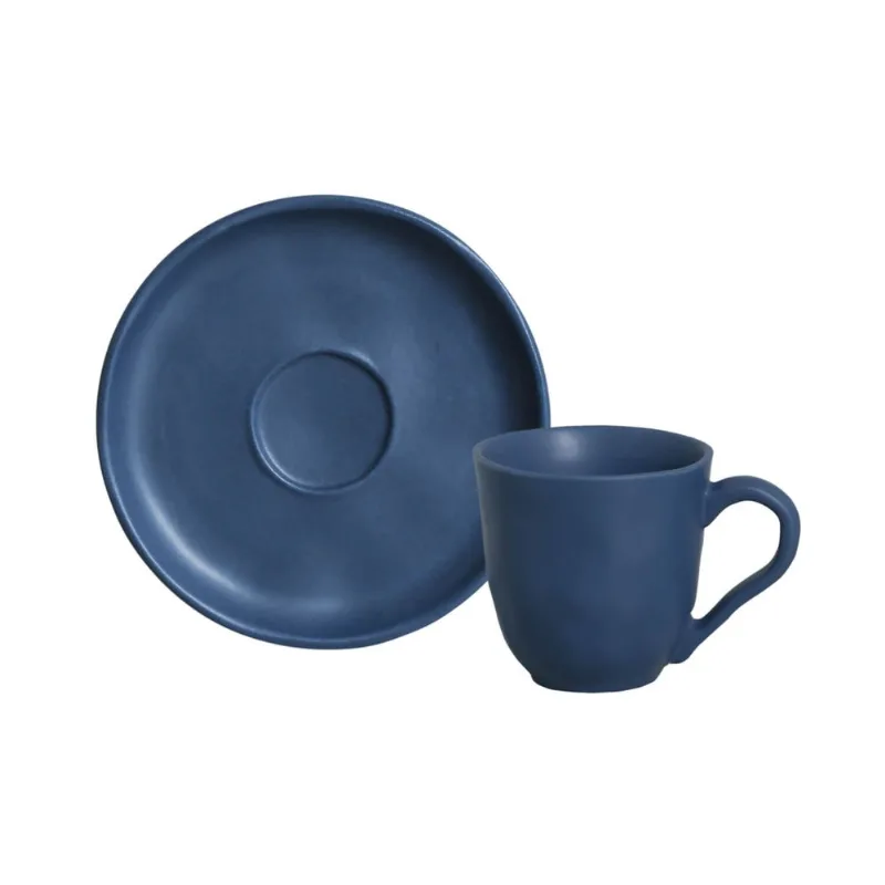 Conjunto com 6 Xícaras de Café com Pires Bio Stoneware Boreal 120ml