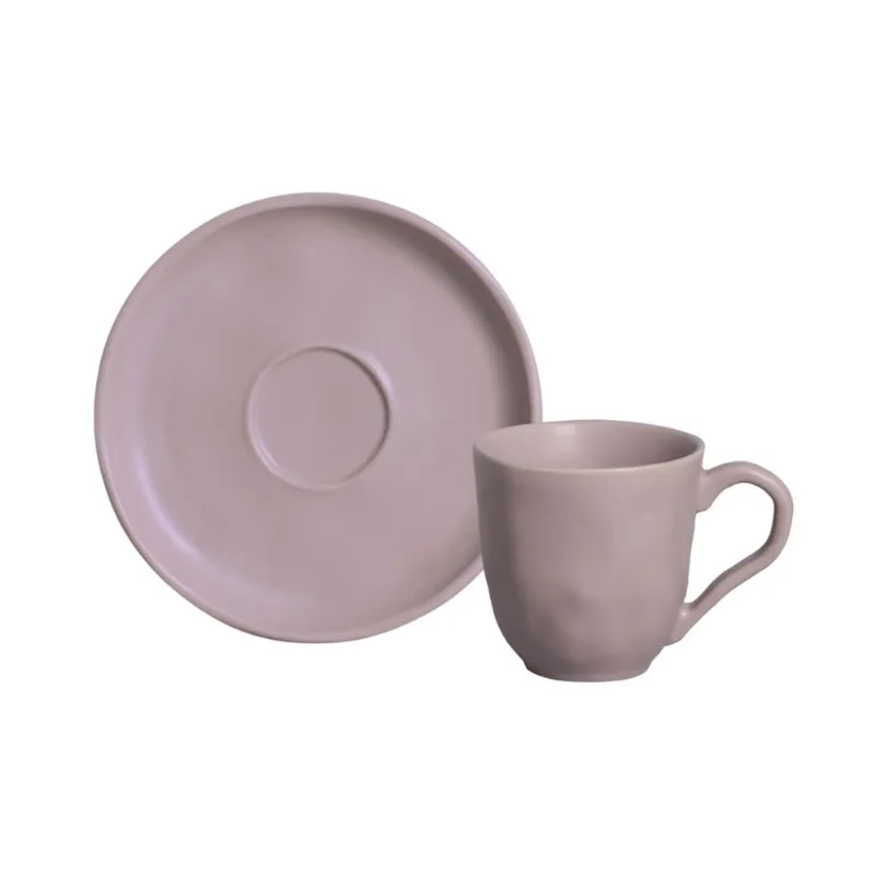 Conjunto com 6 Xícaras de Café com Pires Bio Stoneware Mahogany 120ml