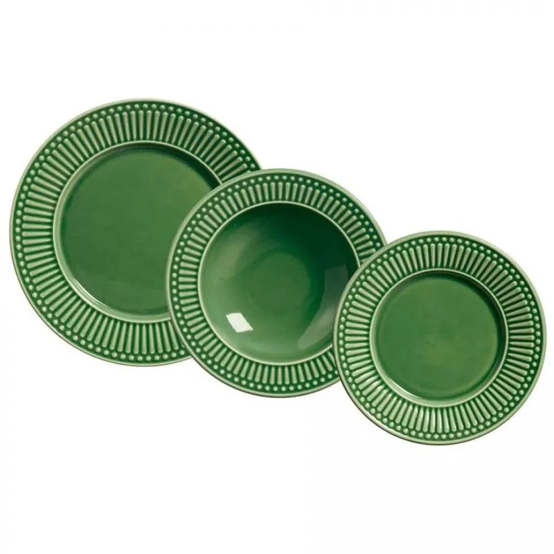 Aparelho de Jantar 18 Peças Porto Brasil Roma em Cerâmica Feldspática Verde