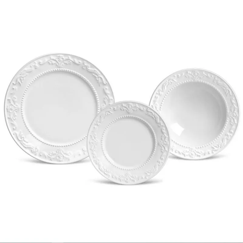 Aparelho de Jantar 18 Peças Acanthus em Cerâmica Feldspática Porto Brasil Branco