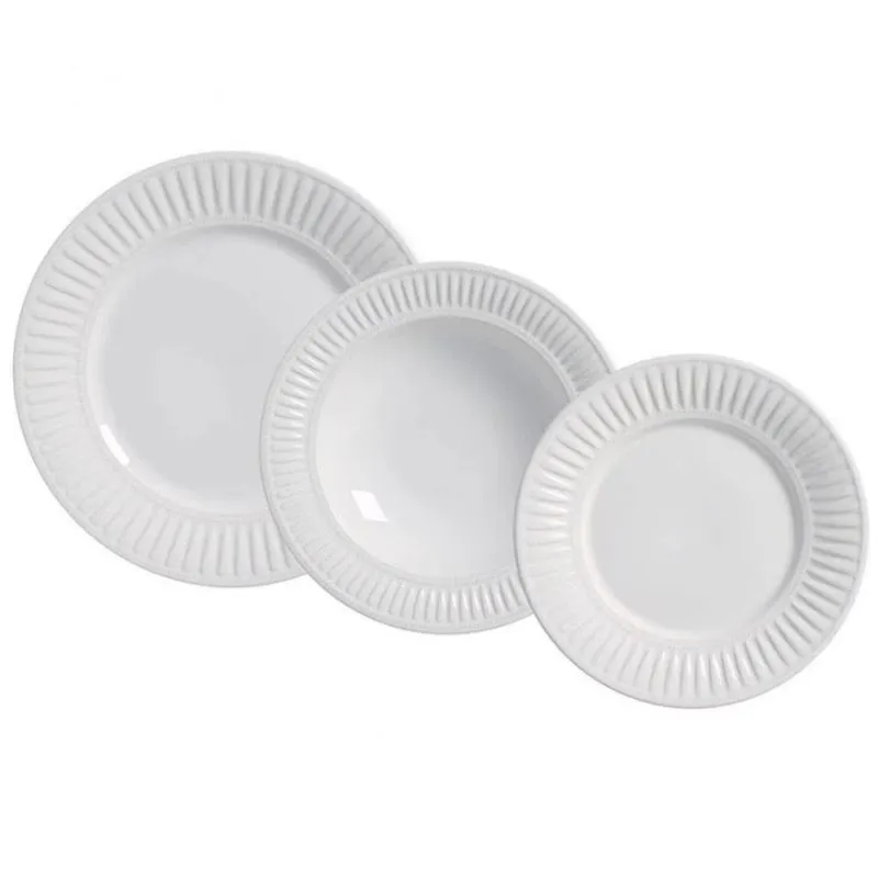 Aparelho de Jantar 18 Peças Porto Brasil Daisy em Cerâmica Feldspática Branco