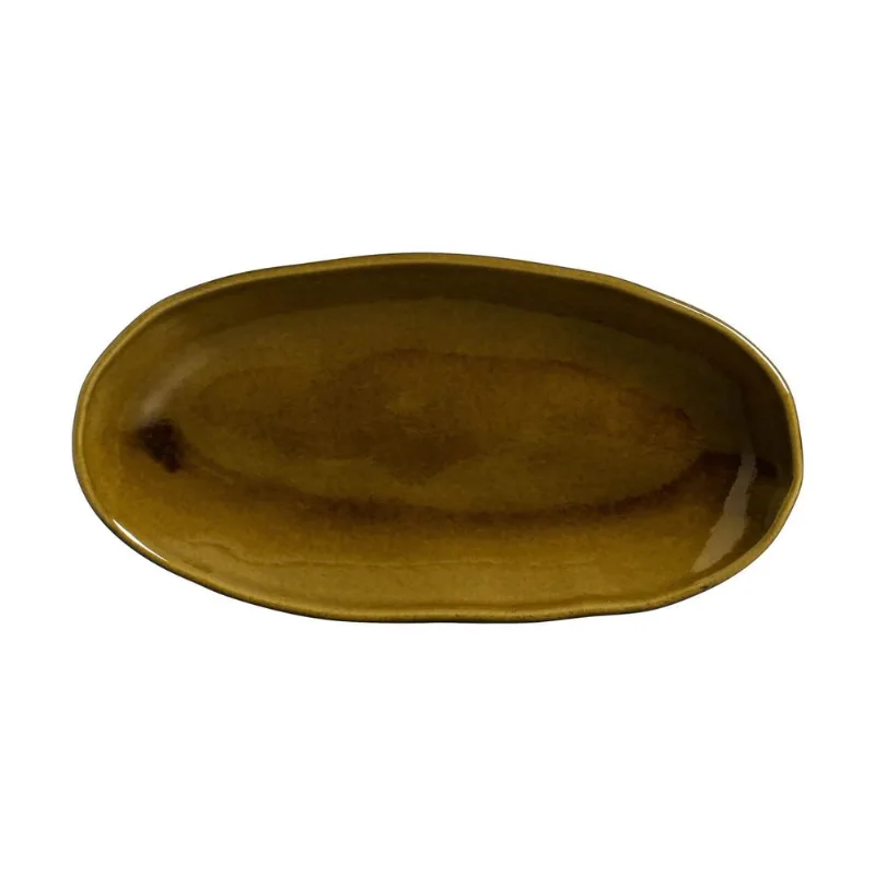 Conjunto com 4 Travessas Oval Funda Grande Orgânico Âmbar 32x16cm 650ml