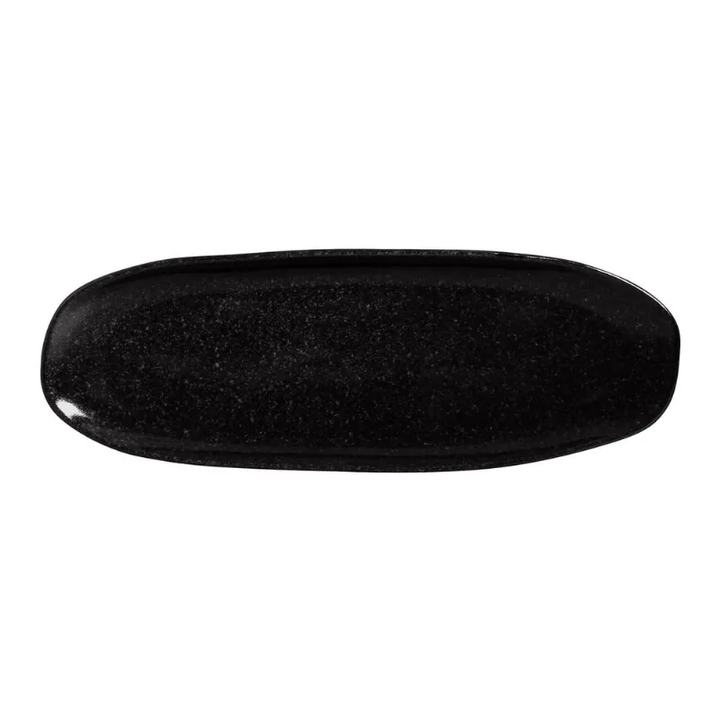 Conjunto com 4 Travessas Oval Rasa Grande Orgânico Black Sand 36x13cm