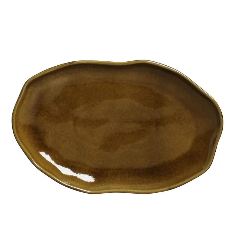 Conjunto com 4 Travessas Oval Rasa Média Bio Âmbar 30x20cm