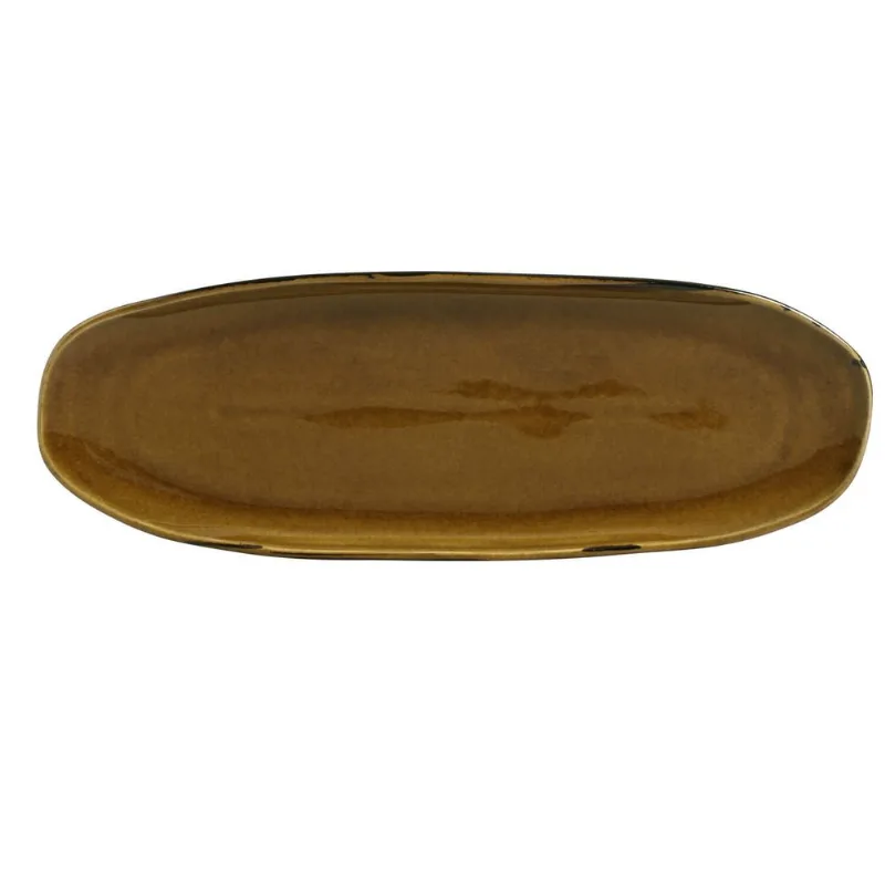 Conjunto com 4 Travessas Oval Rasa Grande Orgânico Âmbar 36x13cm