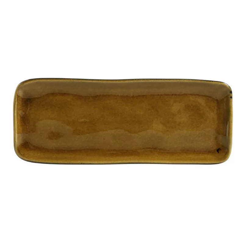Conjunto com 4 Travessas Retangular Média Orgânico Âmbar 33x13cm