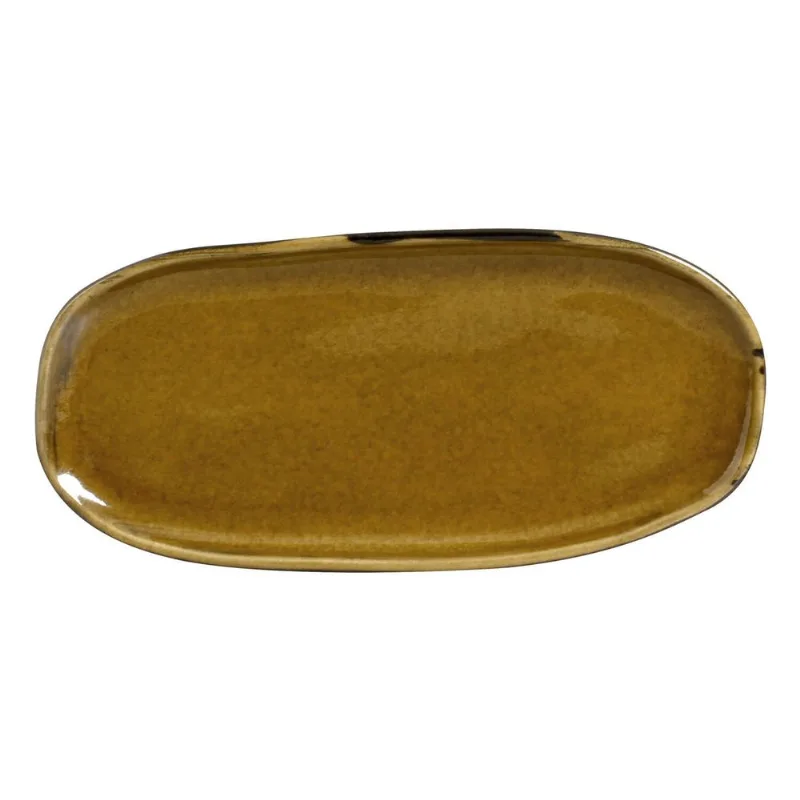 Conjunto com 4 Travessas Oval Rasa Pequena Orgânico Âmbar 23x11cm