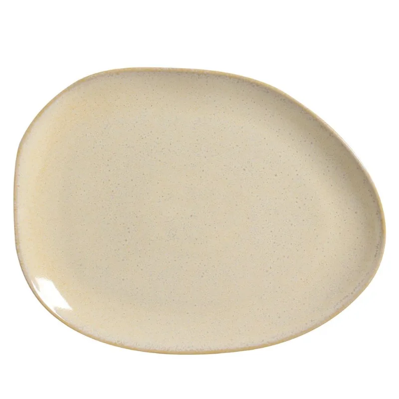 Conjunto com 6 Pratos Raso Oval Orgânico Mocaccino 31x24x2,5cm