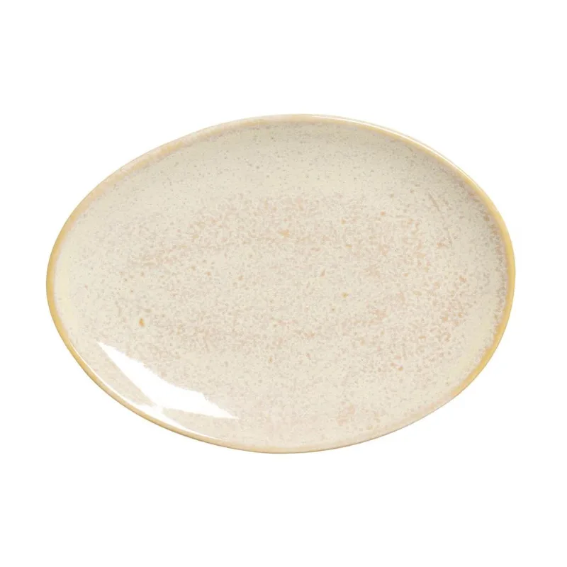 Conjunto com 6 Pratos de Sobremesa Oval Orgânico Mocaccino 22,5x16,5x2,5cm