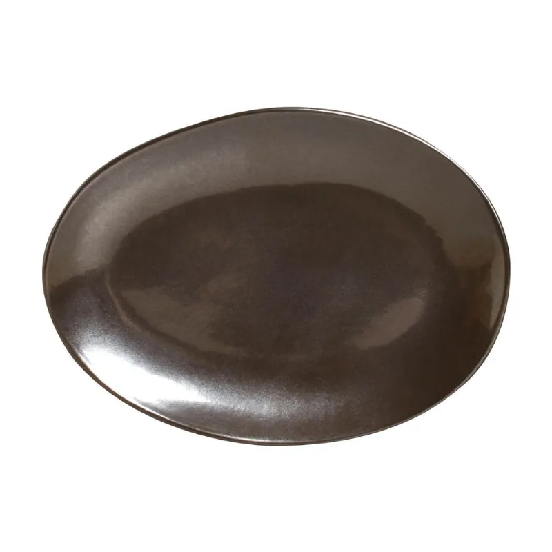 Conjunto com 6 Pratos de Sobremesa Oval Orgânico Metallica 22,5x16,5x2,5cm