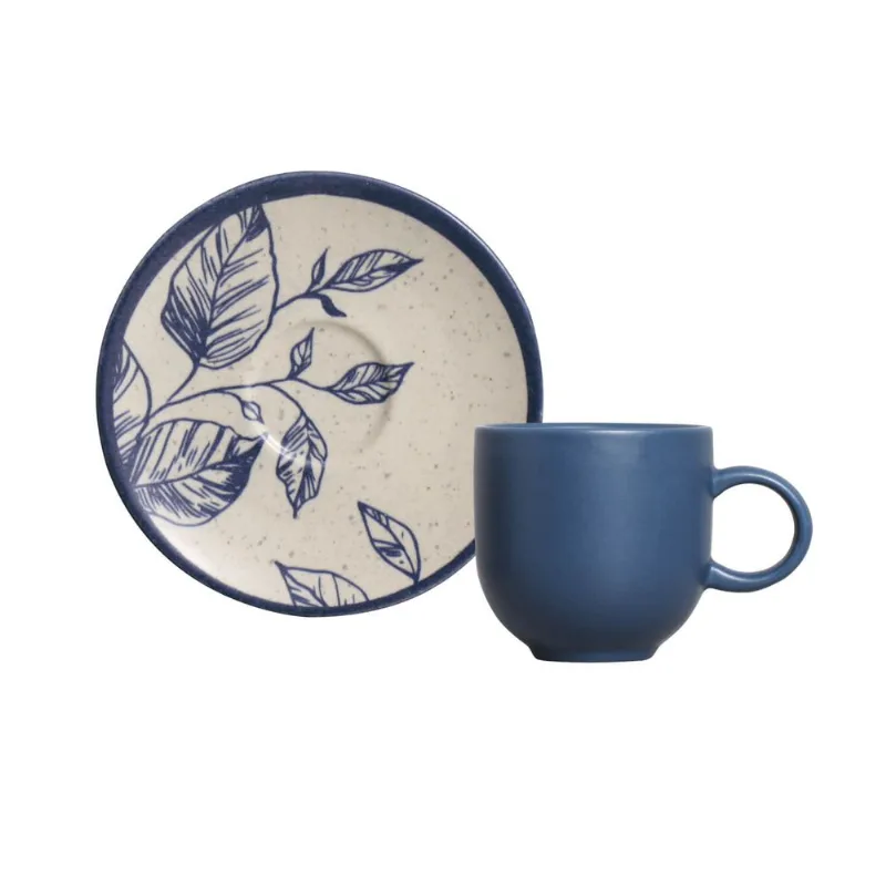 Conjunto com 6 Xícaras de Café com Pires Coup Stoneware Uirapuru 97ml