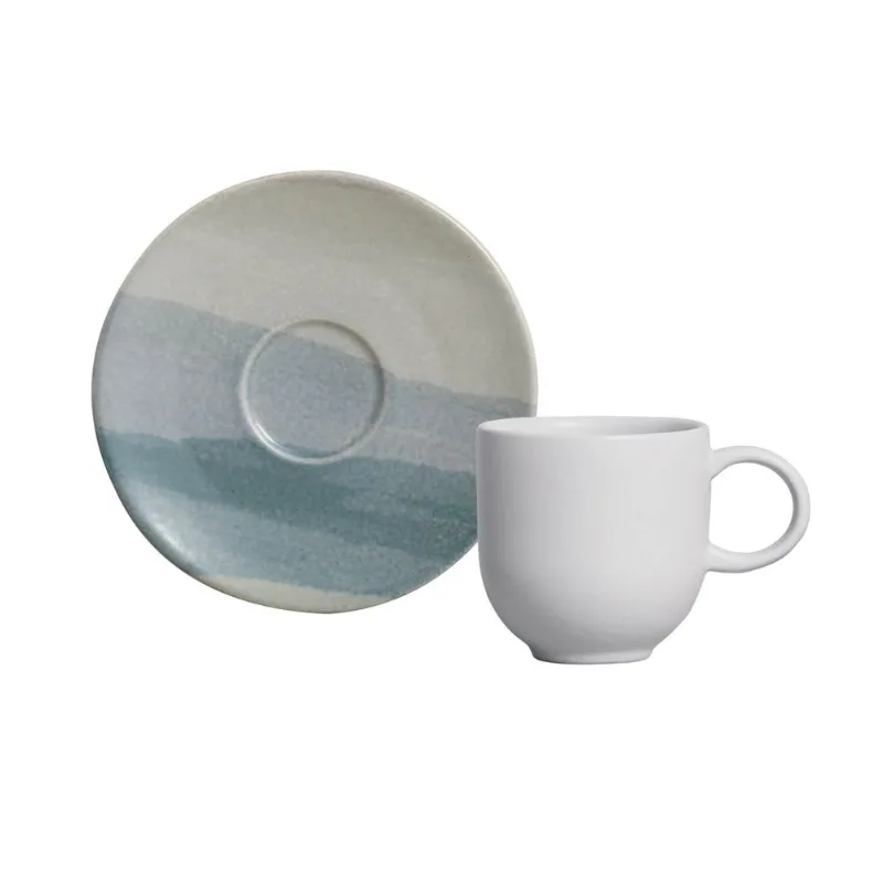 Conjunto com 6 Xícaras de Café com Pires Coup Stoneware Antártida 97ml
