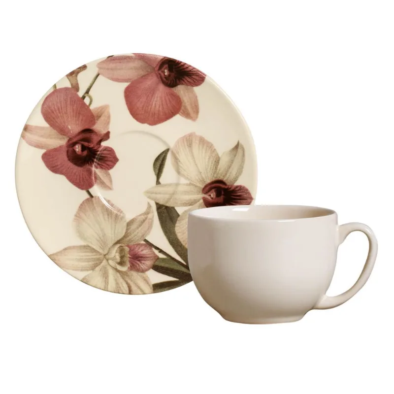 Conjunto com 6 Xícaras de Chá com Pires Coup Fleur 260ml