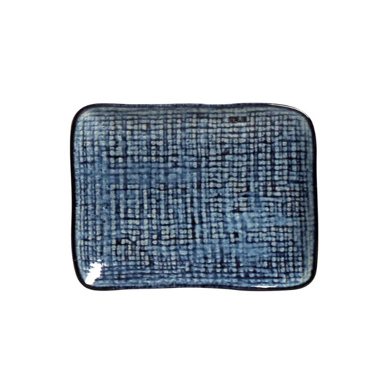Conjunto com 4 Travessas Retangular Pequena Juta Denim 18X14cm