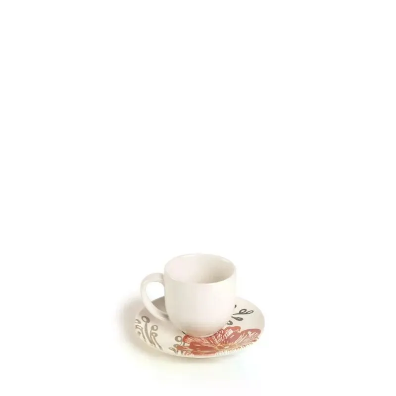 Xícara de Café com Pires Florear - Off White