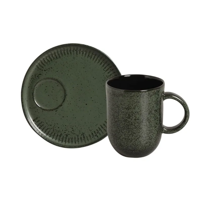 Kit Canecas Coup Stoneware com Pires Greenery 330ML
