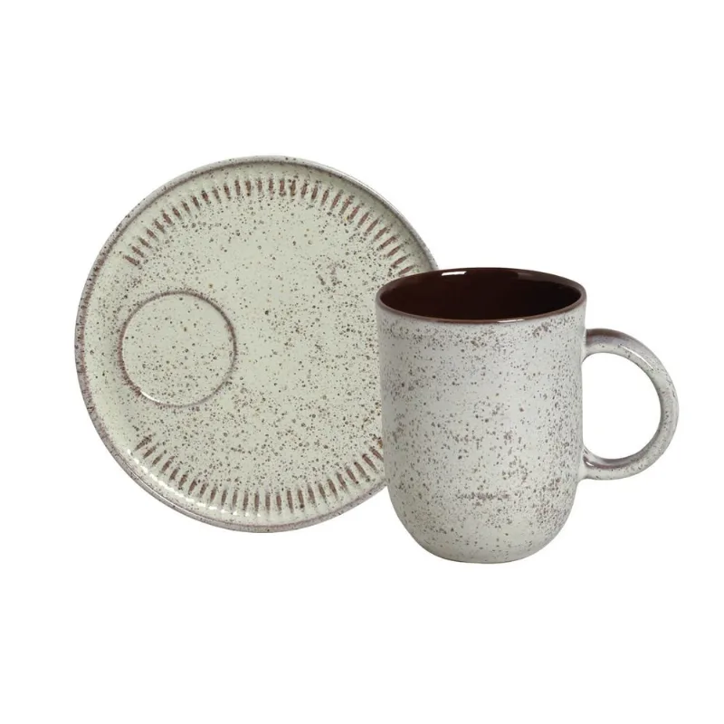 Kit Canecas Coup Stoneware com Pires Pistache 330ML