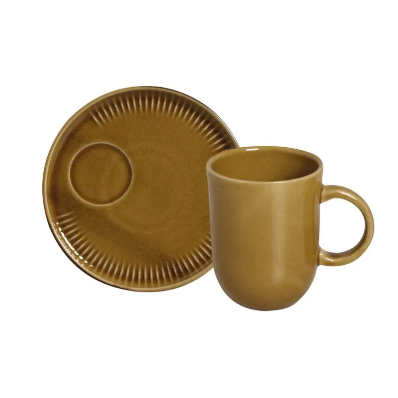 Kit Canecas Coup Stoneware com Pires Âmbar 330ML