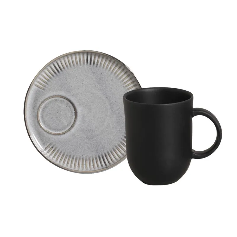 Kit Canecas Coup Stoneware com Pires Dust 330ML