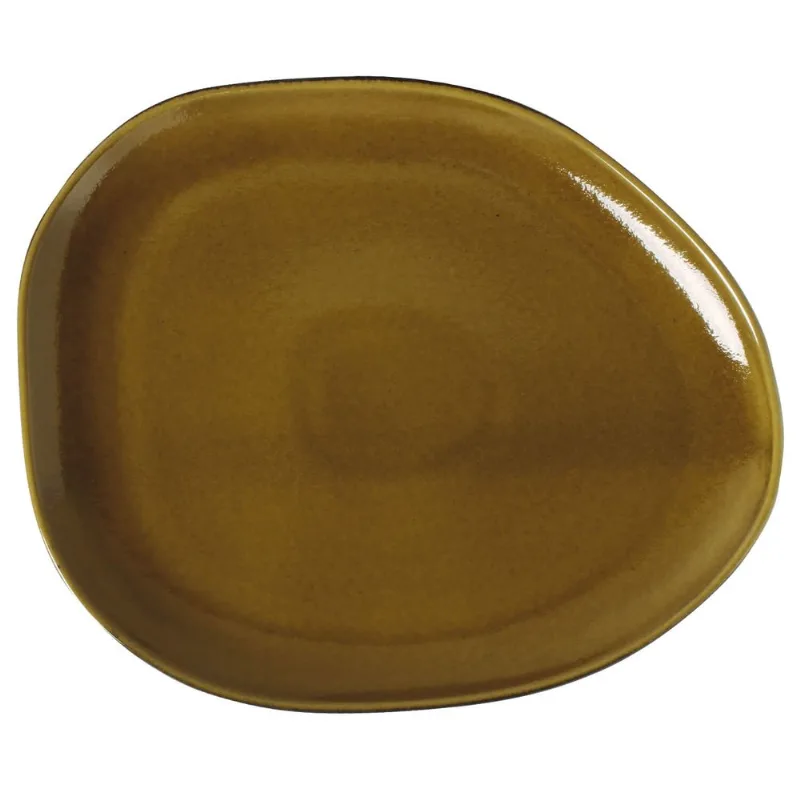 Conjunto com 6 Pratos Raso Oval Orgânico Âmbar 31x24x2,5cm