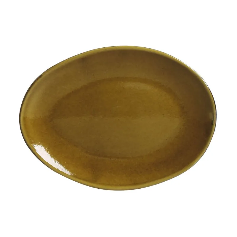 Conjunto com 6 Pratos de Sobremesa Oval Orgânico Âmbar 22,5x16,5x2,5cm