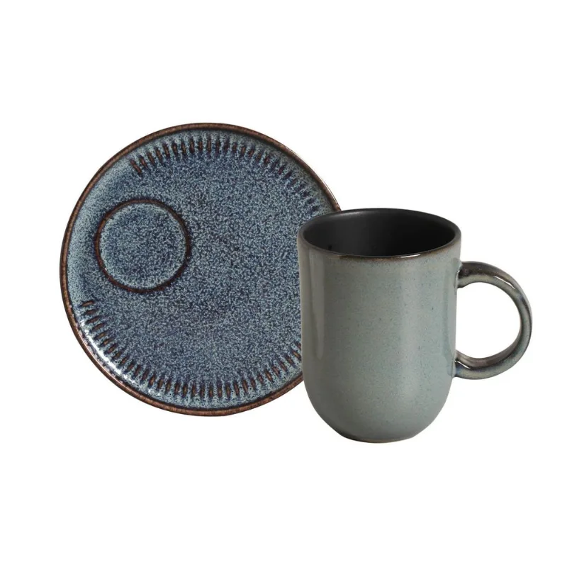 Kit Canecas Coup Stoneware com Pires Titanium 330ML