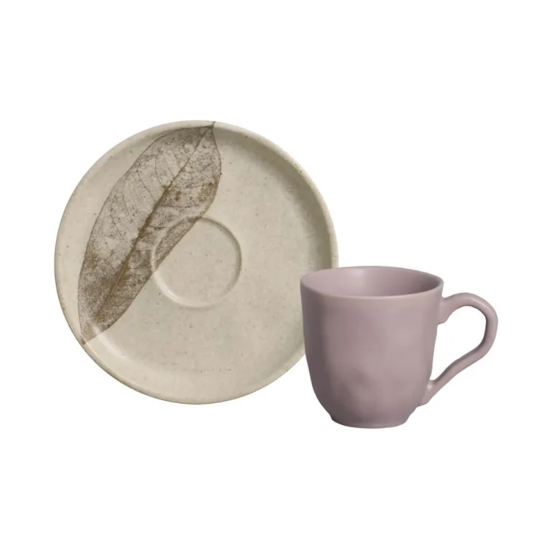 Conjunto com 6 Xícaras de Café com Pires Bio Stoneware Outono 120ml