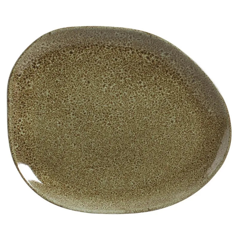 Conjunto com 6 Pratos Raso Oval Orgânico Croco 31x24x2,5cm