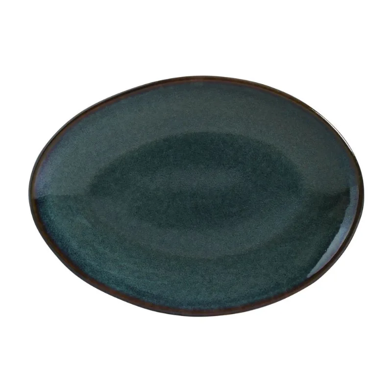 Conjunto com 6 Pratos de Sobremesa Oval Orgânico Oceano 22,5x16,5x2,5cm